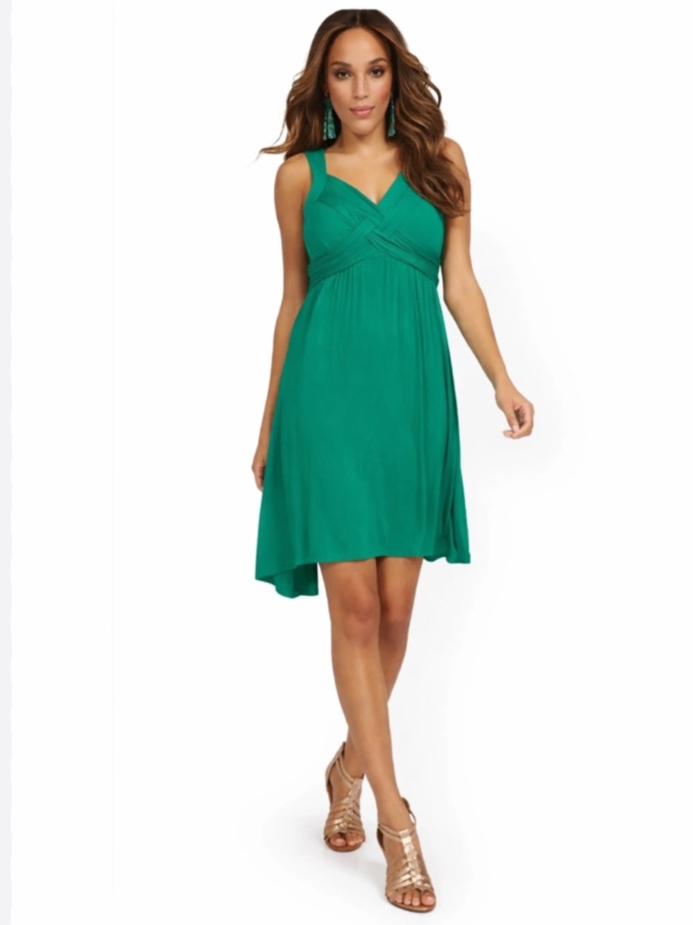 Calvin Klein Teal Sleeveless V-Neck Jersey Dress